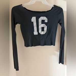 John Galt Black 16 Irene Long Sleeve Off-The-Shoulder Top
